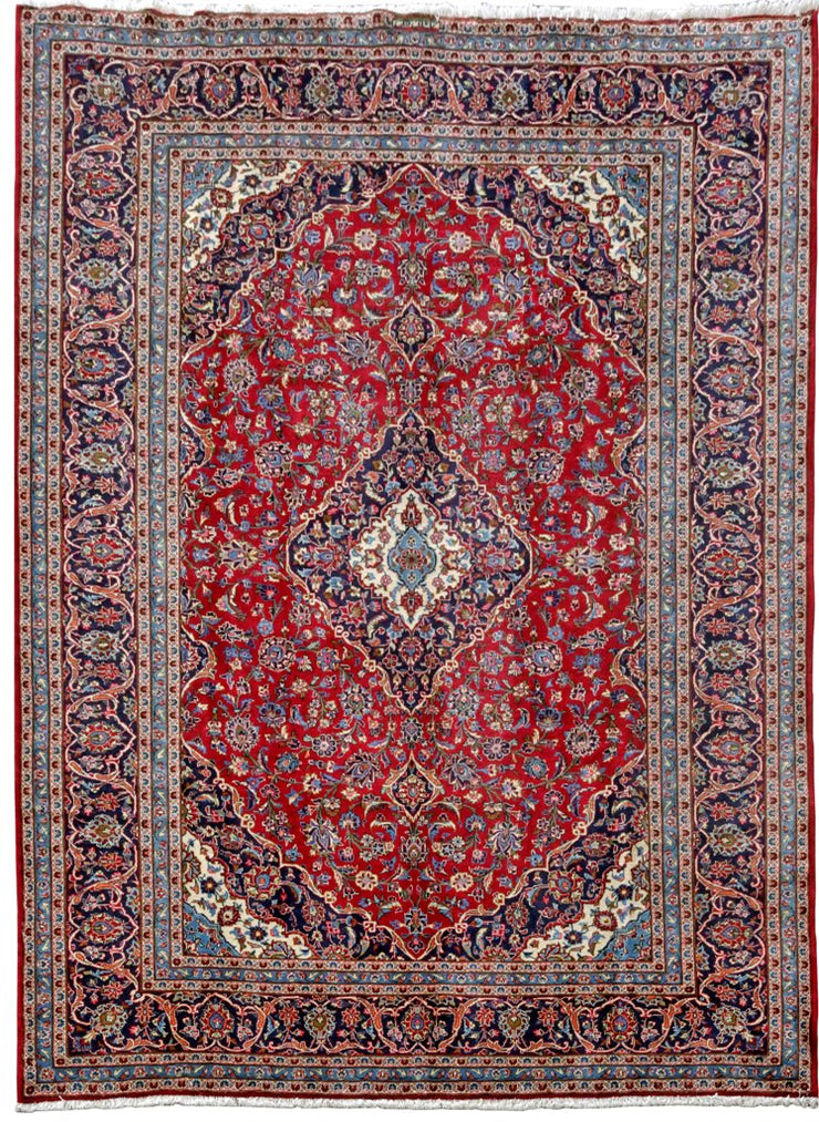 8' x 12' Red Persian Signed Kashan Rug