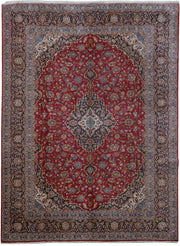 11' x 14' Red Persian Signed Kashan Rug