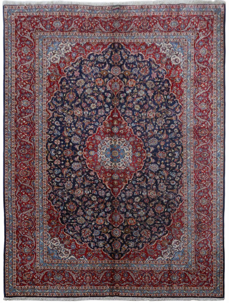 10' x 13' Red Persian Signed Kashan Rug