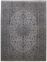 10' x 13' SIGNED Persian  Kashan Rug  IVORY BLUE