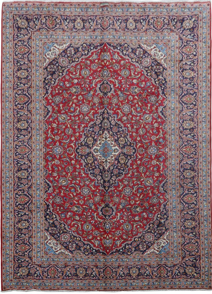 10' x 14' Red Persian Signed Kashan Rug