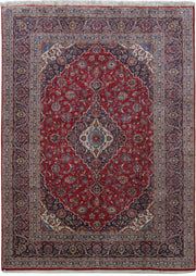 8' x 12' Red Persian Signed Kashan Rug