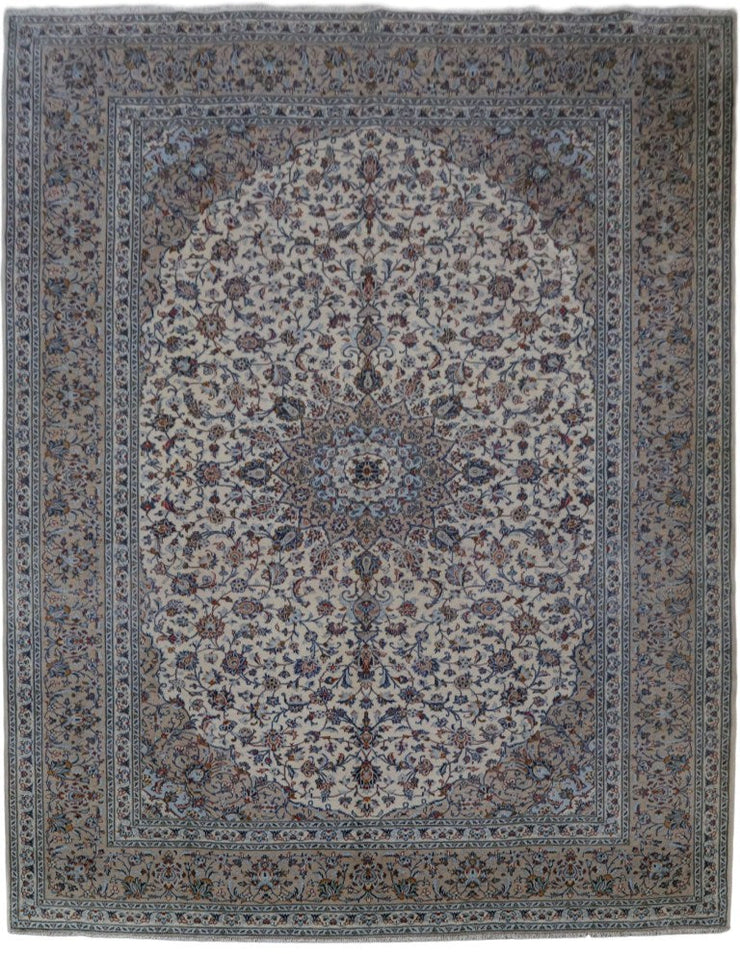 10' x 13' Ivory Persian SIGNED Kashan Rug