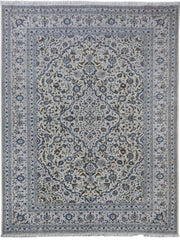 10' x 13' Ivory Persian Signed Kashan Rug