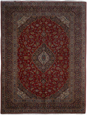 10' x 13' Red Persian Signed Kashan Rug