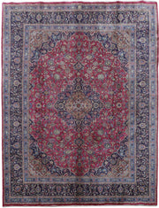 10' x 13' Red Persian Signed Kashmar Rug