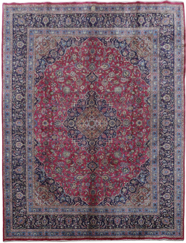 10' x 13' Red Persian Signed Kashmar Rug