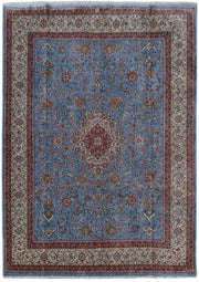 9' x 13' Sky Blue Persian Signed Sarouk Rug