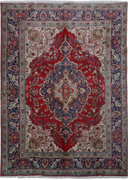 8' x 11' Red Persian Signed Tabriz Rug