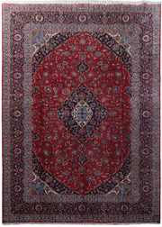 10' x 14' Red Persian Signed Kashan Rug