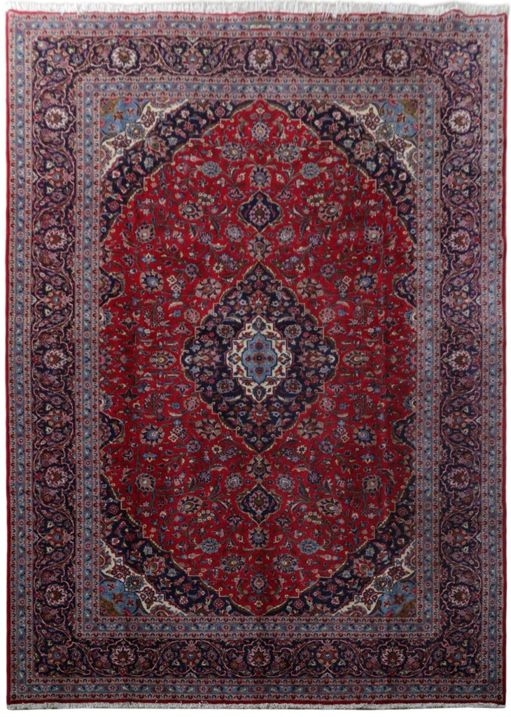 10' x 14' Red Persian Signed Kashan Rug