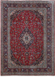 8' x 11' Red Persian Signed Kashan Rug