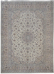 10' x 13' Hit Grey Persian Signed Kashan Rug