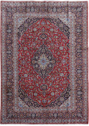 9' x 12' Red Persian Signed Kashan Rug