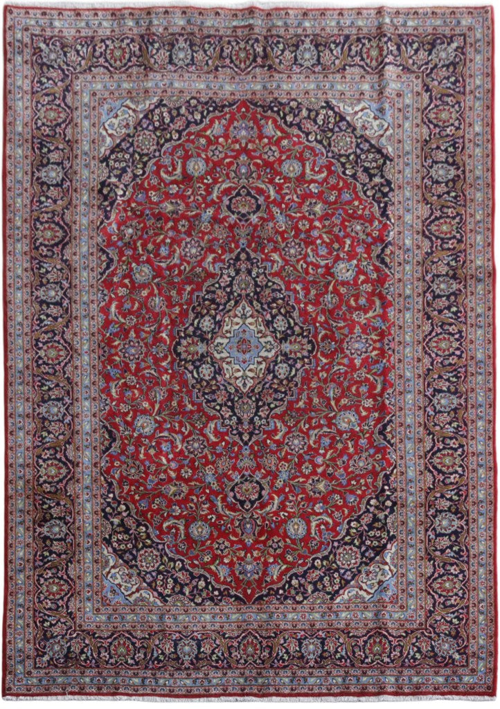 9' x 12' Red Persian Signed Kashan Rug