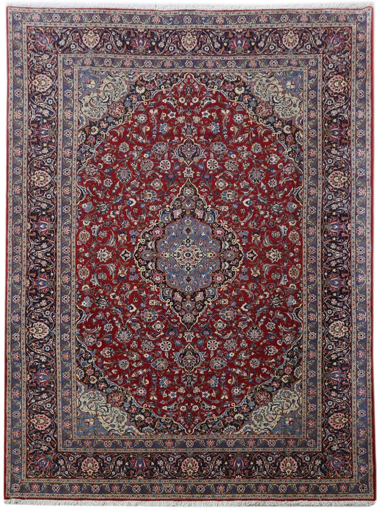 10' x 14' Red Persian Signed Kashan Rug