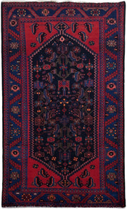 4' x 5' Blue Persian Hamadan Rug