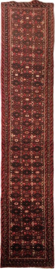 Red 2' x 13' Persian Hamadan Rug - bestrugplace