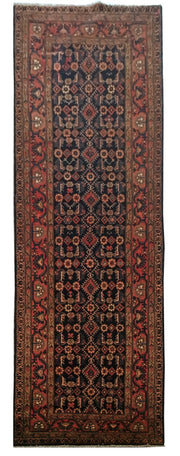 4' x 14' Brown Persian Hamadan Rug