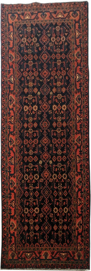 4' x 13' Smoky Black Persian Hamadan Rug