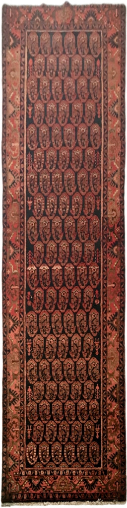 4' x 13' Brown Rust Persian Hamadan Rug