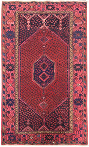 4' x 7' Red Persian Zanjan Rug