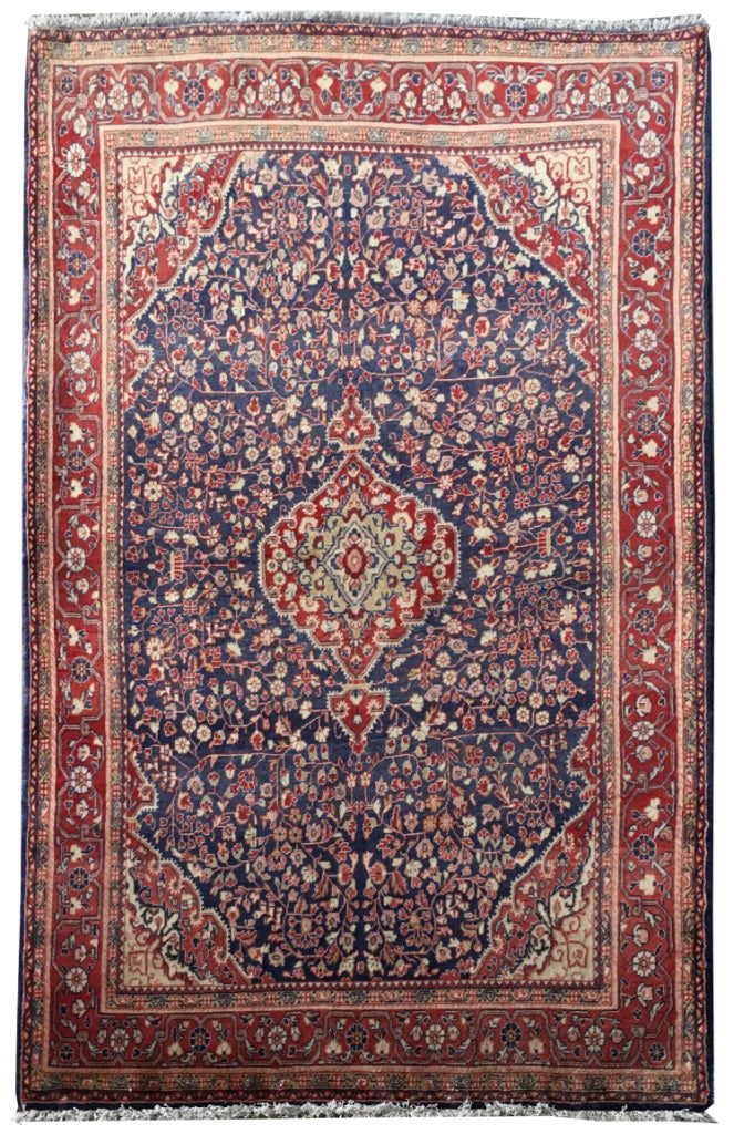 4' x 7' Navy Blue Persian Jozan Rug