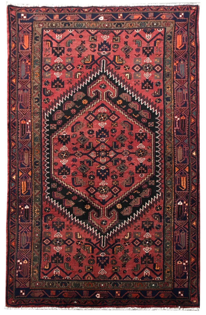 4' x 7' Red Persian Zanjan Rug