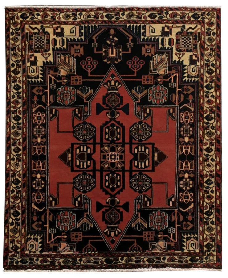 5x6 Authentic Hand-knotted Persian Hamadan Rug - Iran - bestrugplace