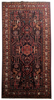 5' x 10' Dark Maroon Persian Hamadan Rug