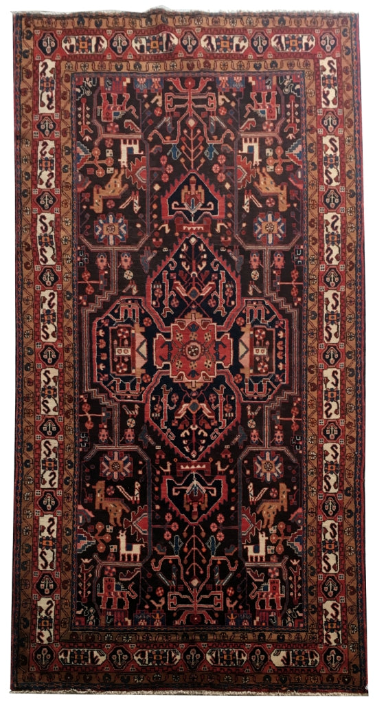 5' x 10' Dark Maroon Persian Hamadan Rug