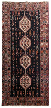 4' x 10' Black Persian Hamadan Rug