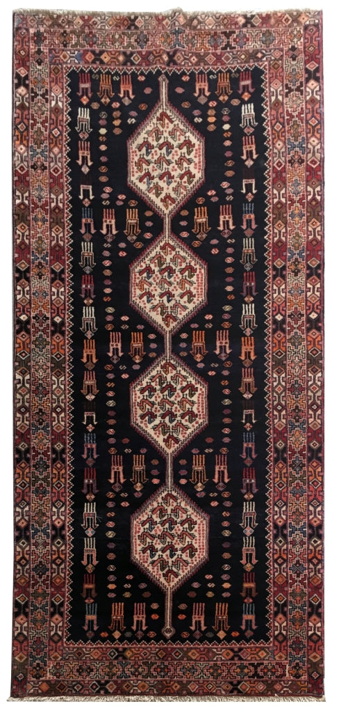 4' x 10' Black Persian Hamadan Rug