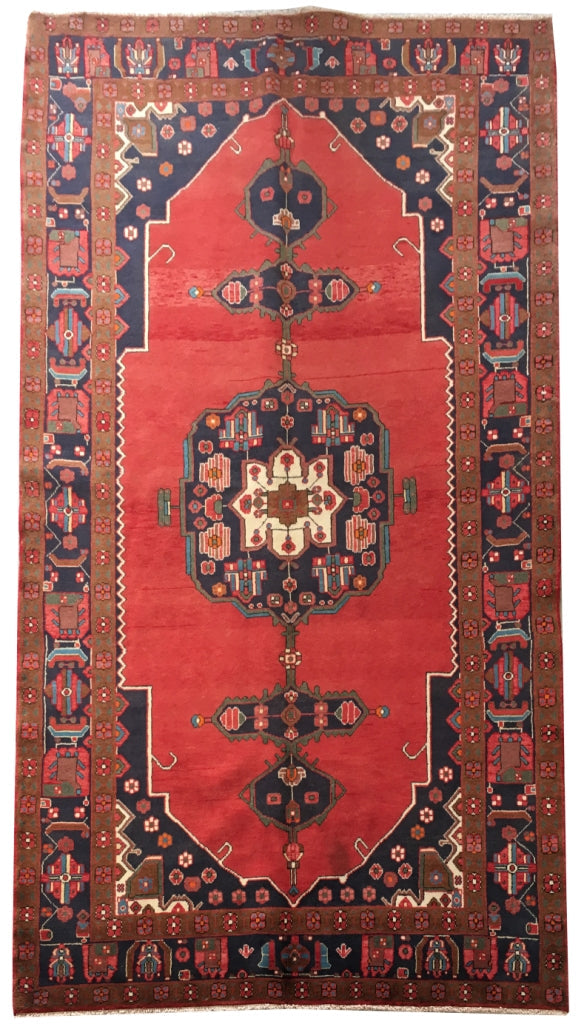 6' x 11' Dull Red Persian Hamadan Rug