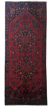 5' x 13' Dark Maroon Persian Hamadan Rug