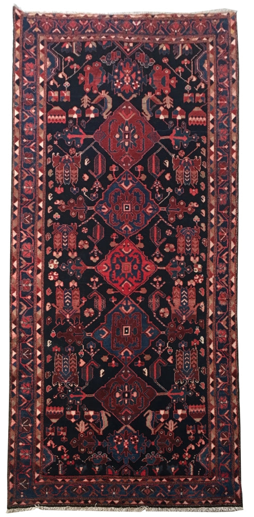 4' x 10' Dark Blue Persian Hamadan Rug