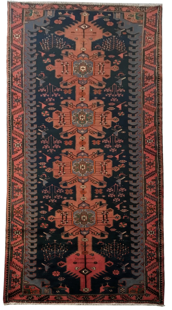 5' x 9' Copper Orange Persian Hamadan Rug