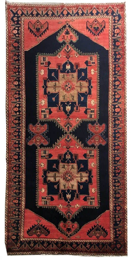 5' x 11' Orange Red Persian Hamadan Rug