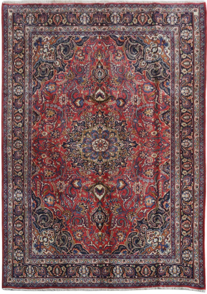 8' x 11' Dusty Red Persian Mashad Rug