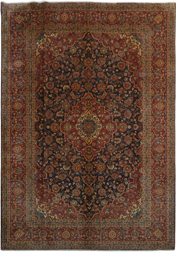 10' x 14' Salmon Red Persian Kashan Rug