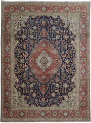 10' x 13' Navy Blue Persian Tabriz Rug