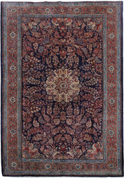 7' x 10' Blue Persian Sarouk Rug