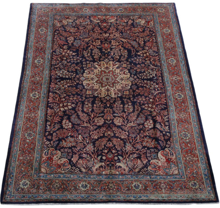 7' x 10' Blue Persian Sarouk Rug