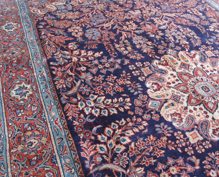 7' x 10' Blue Persian Sarouk Rug