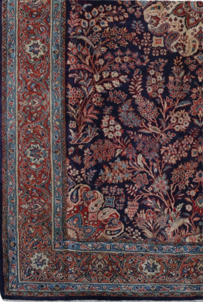 7' x 10' Blue Persian Sarouk Rug