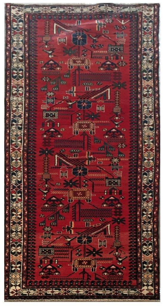 4x10 Authentic Hand-knotted Persian Hamadan Rug - Iran - bestrugplace