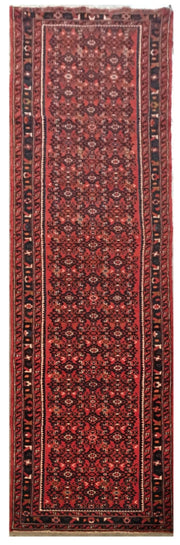 3' x 13' Brick Red Persian Hamadan Rug