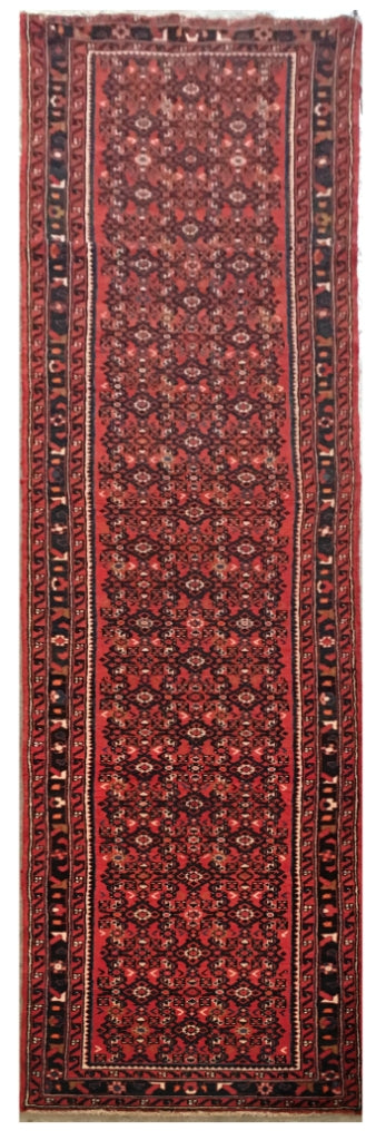 3' x 13' Brick Red Persian Hamadan Rug