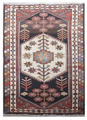 5' x 6' Dark Brown Persian Hamadan Rug