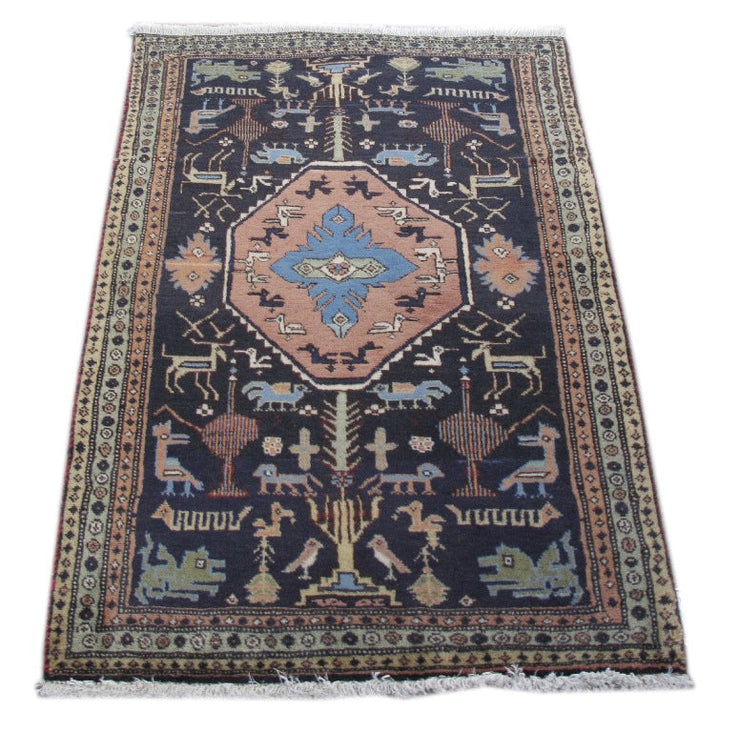 2' x 4' Navy Blue Persian Hamadan Rug